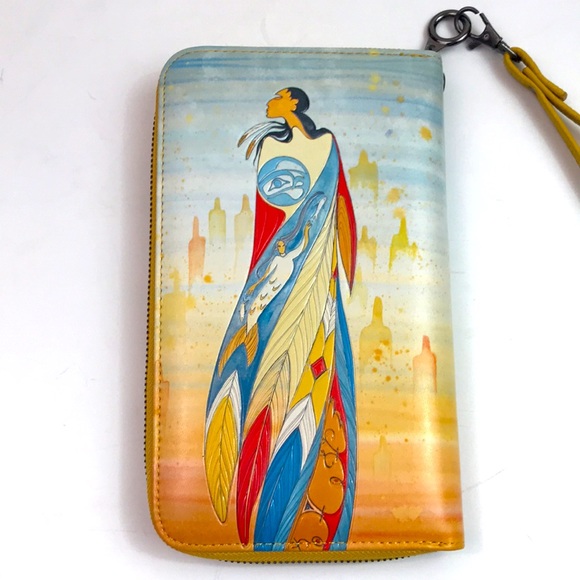 Maxine Noel, Native American artist wristlet, vegan leather, unused - Picture 2 of 7